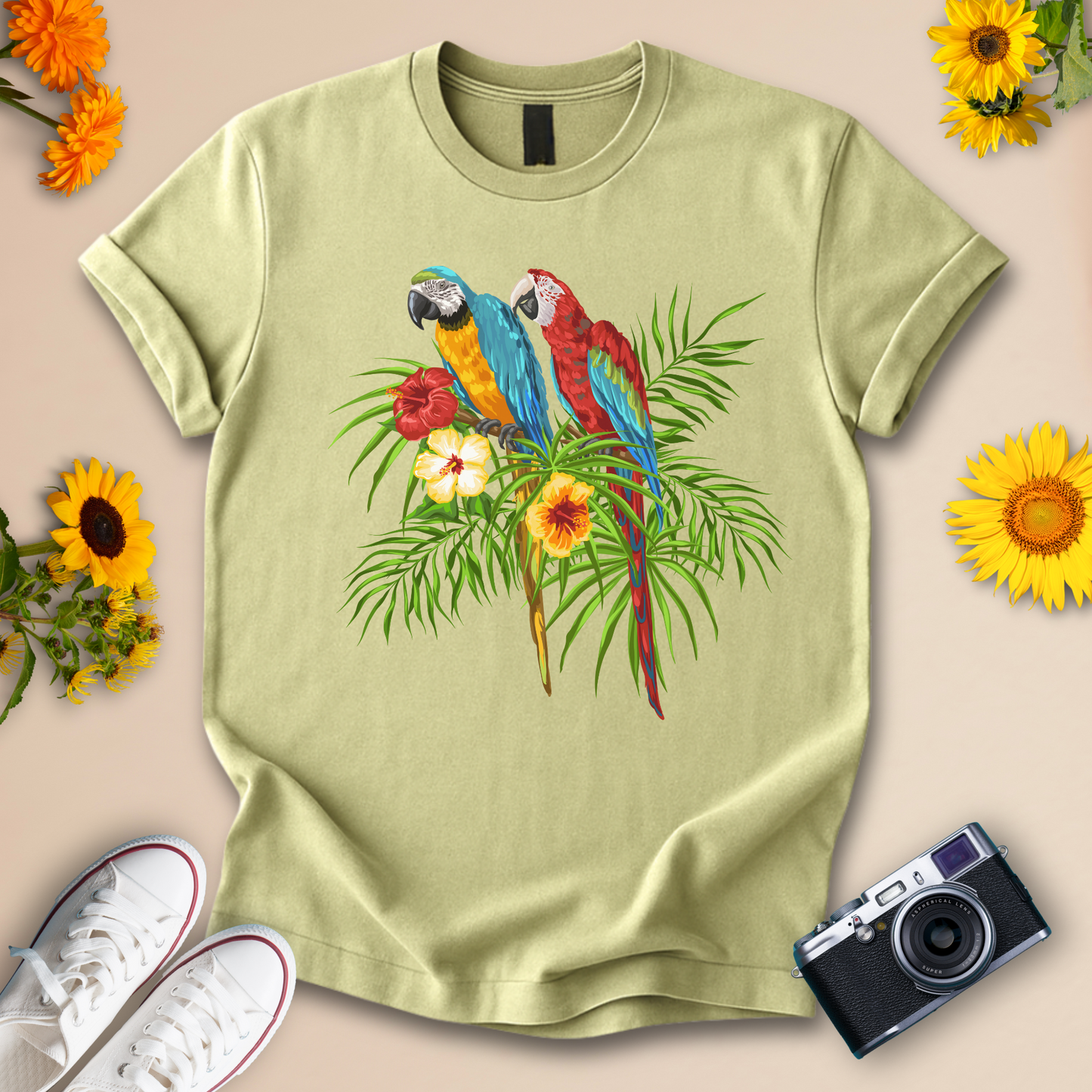 Tropical Parrots Vibrant Summer Tee