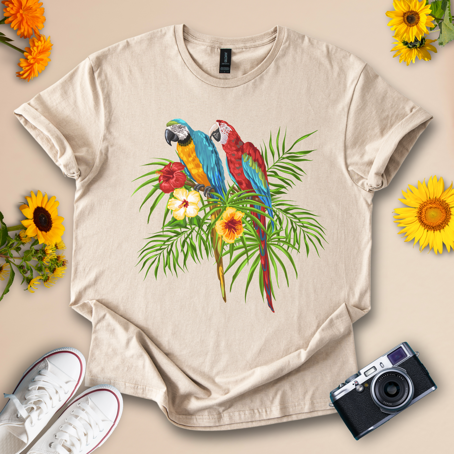 Tropical Parrots Vibrant Summer Tee