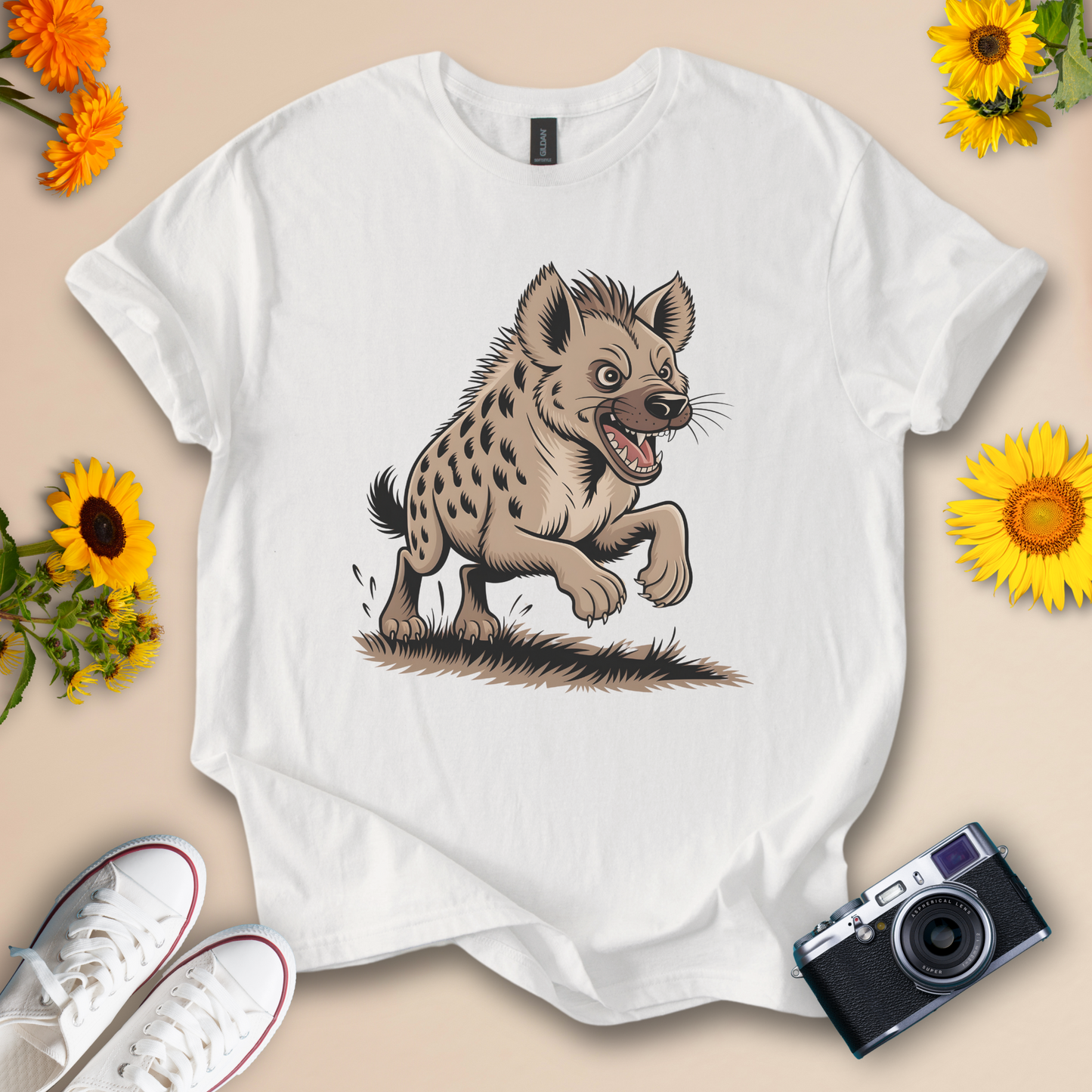 Funny Hyena Cartoon Tee – Wild Animal Character Graphic Shirt for Safari & Wildlife Fans