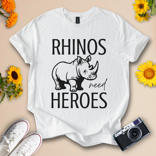 Rhinos Need Heroes Wildlife Eco Shirt