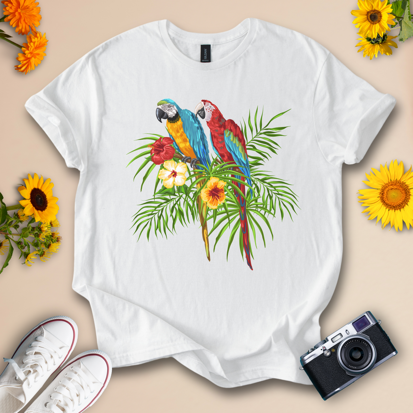 Tropical Parrots Vibrant Summer Tee